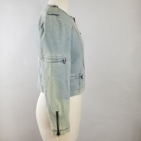 Alice + Olivia Denim Moto Jacket - Picture 5 of 7